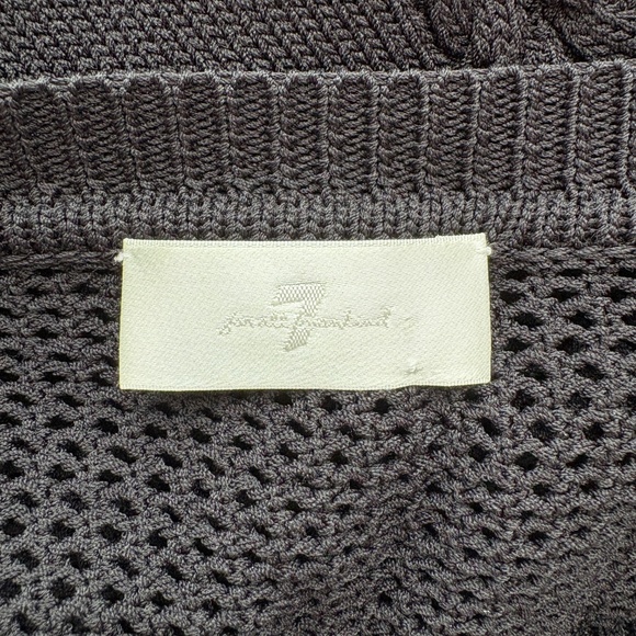 7 For All Mankind Women's Open Weave Fringe Black Sweater Size S - Picture 7 of 11